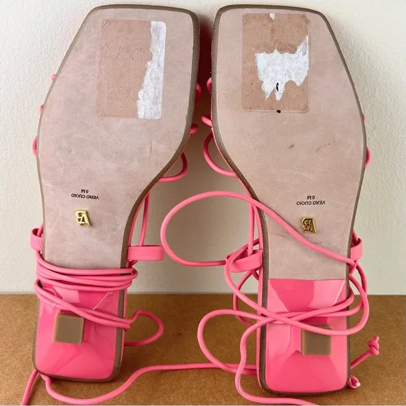 NEW VERONICA BEARD PINK LEATHER STRAPPY SANDALS - Picture 13 of 13